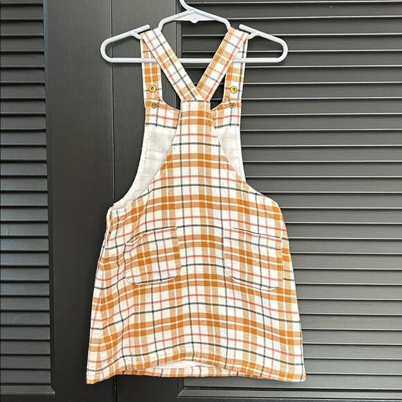 Tahari Girl’s Brown and White Plaid Overall Dress, Size 4T - Picture 6 of 10